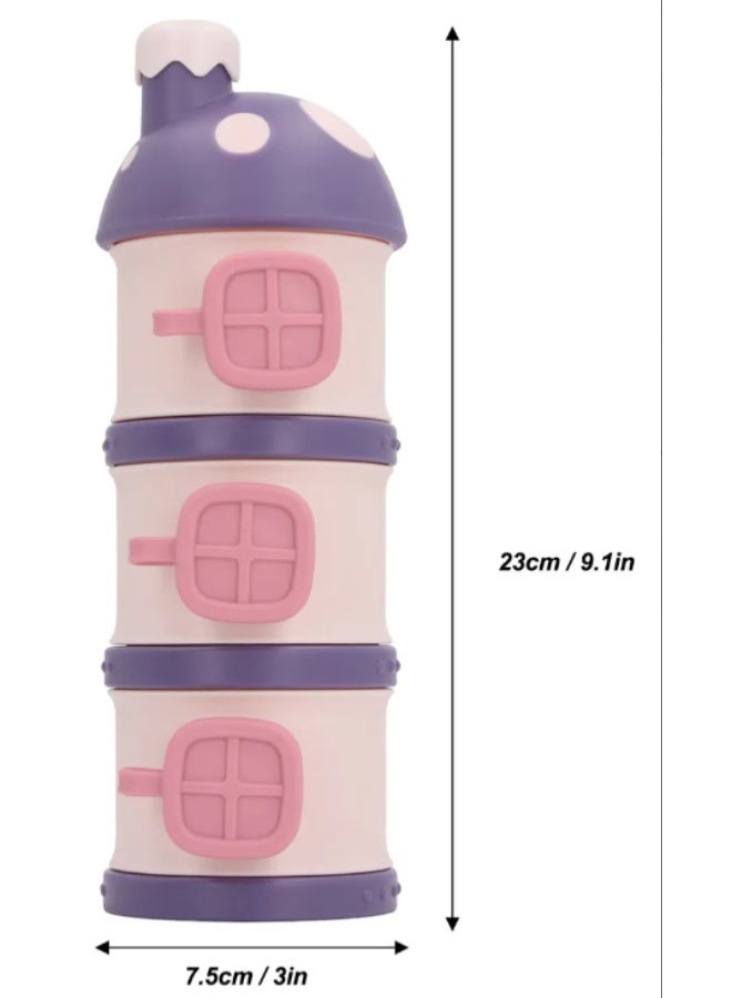 Twisoo Baby Formula Milk Powder Storage Dispenser, 3 Non-Spill Compartments, Stackable BPA-Free Baby Food Container, ( PURPLE ) - Image 2