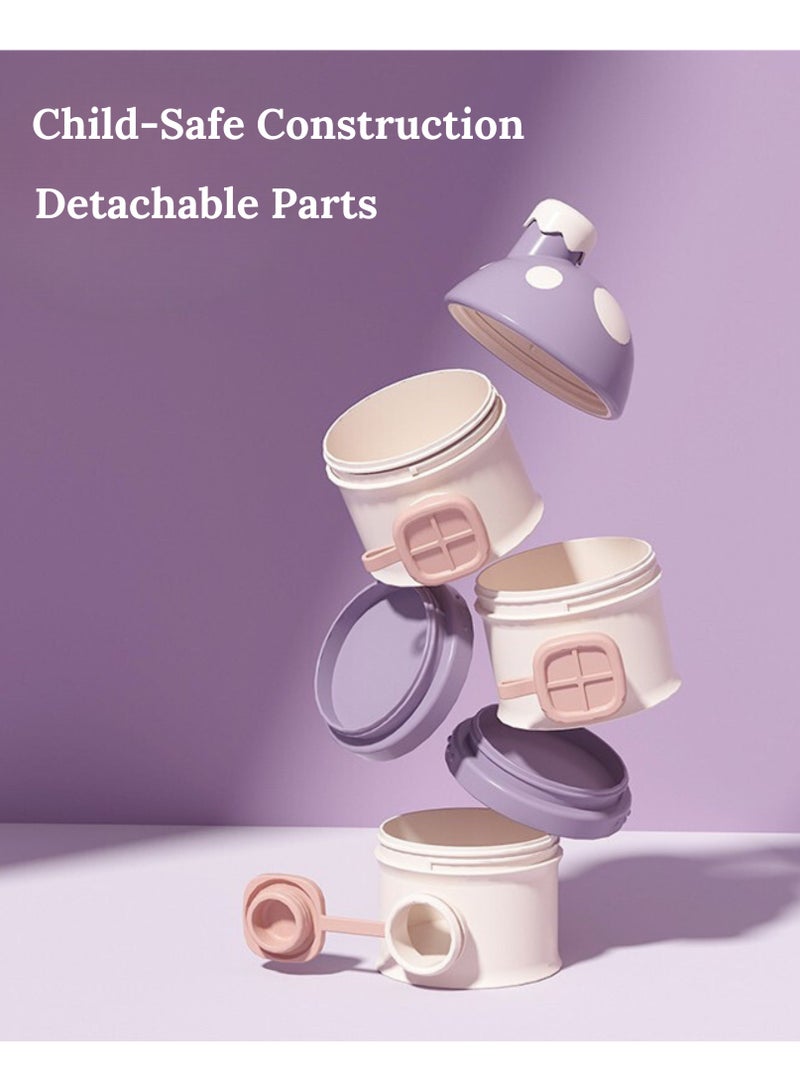 Twisoo Twisoo Baby Formula Milk Powder Storage Dispenser, 3 Non-Spill Compartments, Stackable BPA-Free Baby Food Container, ( PURPLE ) - Image 2