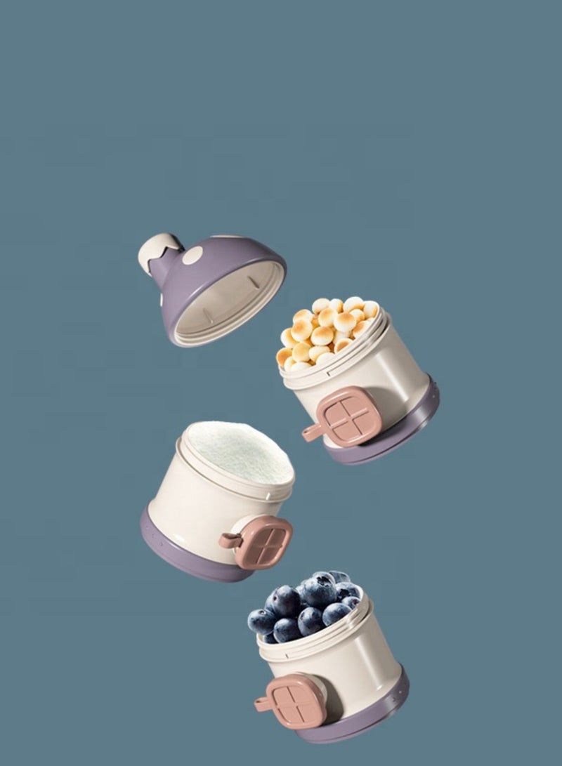 Twisoo Twisoo Baby Formula Milk Powder Storage Dispenser, 3 Non-Spill Compartments, Stackable BPA-Free Baby Food Container, ( PURPLE ) - Image 4