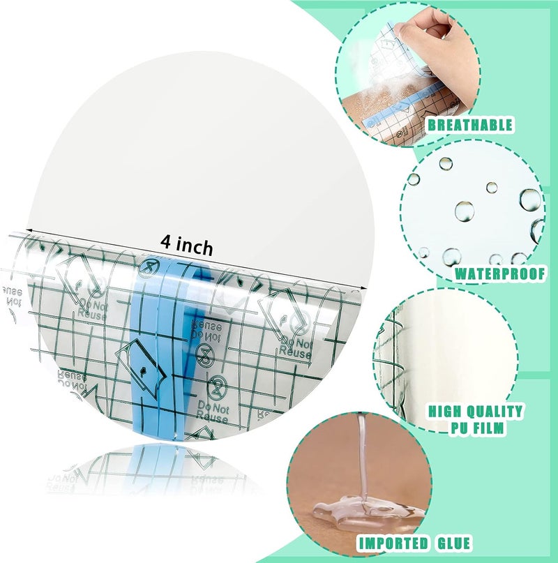 Nuanchu 100 Pieces 4 Inches Transparent Stretch Adhesive Bandage Waterproof Bandage Round Transparent Film Dressing Disposable Cover Dressing Tape for Shower - Image 2