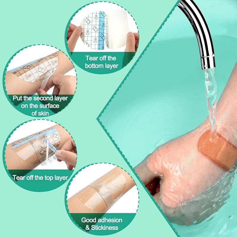 Nuanchu 100 Pieces 4 Inches Transparent Stretch Adhesive Bandage Waterproof Bandage Round Transparent Film Dressing Disposable Cover Dressing Tape for Shower - Image 3