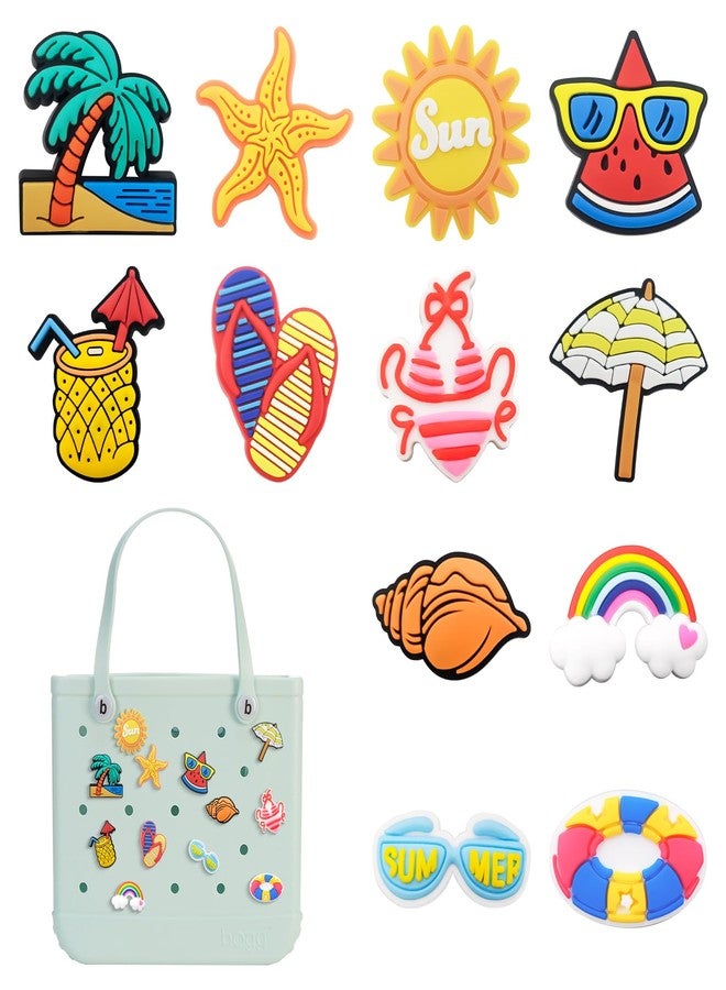 Yonuni 12pcs Charms for Bogg Bag,Accessories for Bogg Bag,PVC Beach Charms for Simply Southern Totes,Insert Decorative for Handbag Beach Tote Bag - Image 1