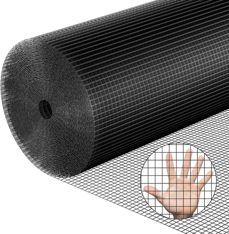 DWALE Hardware Cloth 1/2 inch 72 x 50 ft Heavy Duty Black Chicken Wire Fencing 19 Gauge Vinyl Coated Welded Wire Mesh Roll PVC Hardware Cloth Chicken Wire Fencing Garden Fence Tree Guard - Image 1