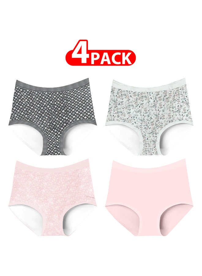 MARGOUN 4 Pack Women's XXL Size Underwear Silk Women Lingerie Stretch Comfortable Brief High Rise Underwear Breathable Panty/XXL (body size 48-50)(waist 72-80/Weight 70~75kg) - Image 1