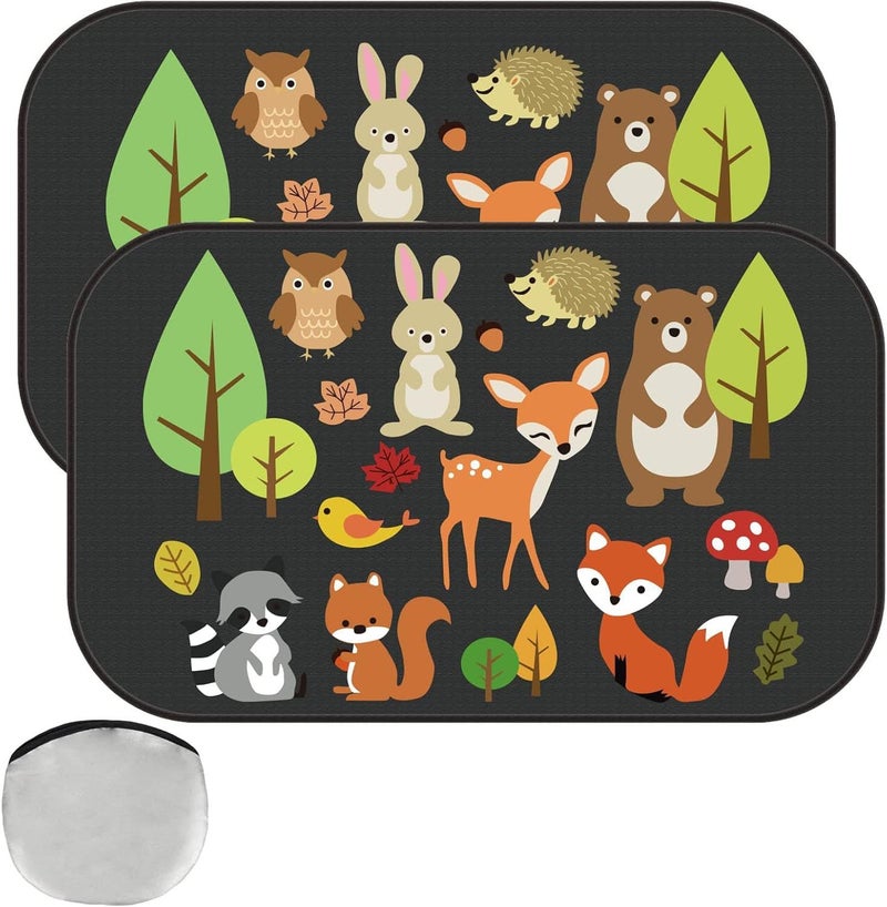 LINJIE Car Window Sunshade, 2Pcs Solar Protection Cartoon Pattern Car Side Window Sunshade, Adsorption Electrostatic, UV Protection Sun Shade for Car Window for Kids Baby - Image 1
