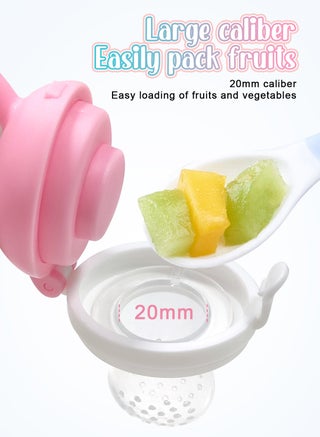 2-Piece Baby Fresh Food Feeder with 3 Sizes Silicone Pouches, Fruit Teether Pacifiers in Appetite Stimulating Colors - view 4