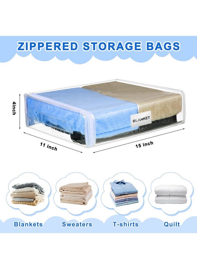 Kenning Kenning Set of 20 Clear Vinyl Zippered Storage Bags for Sheet Organizer Plastic Sweater Bags with Handle Pocket for Bed Blanket Throw Pillow(White,11 x 15 x 4 Inch)  - Image 2