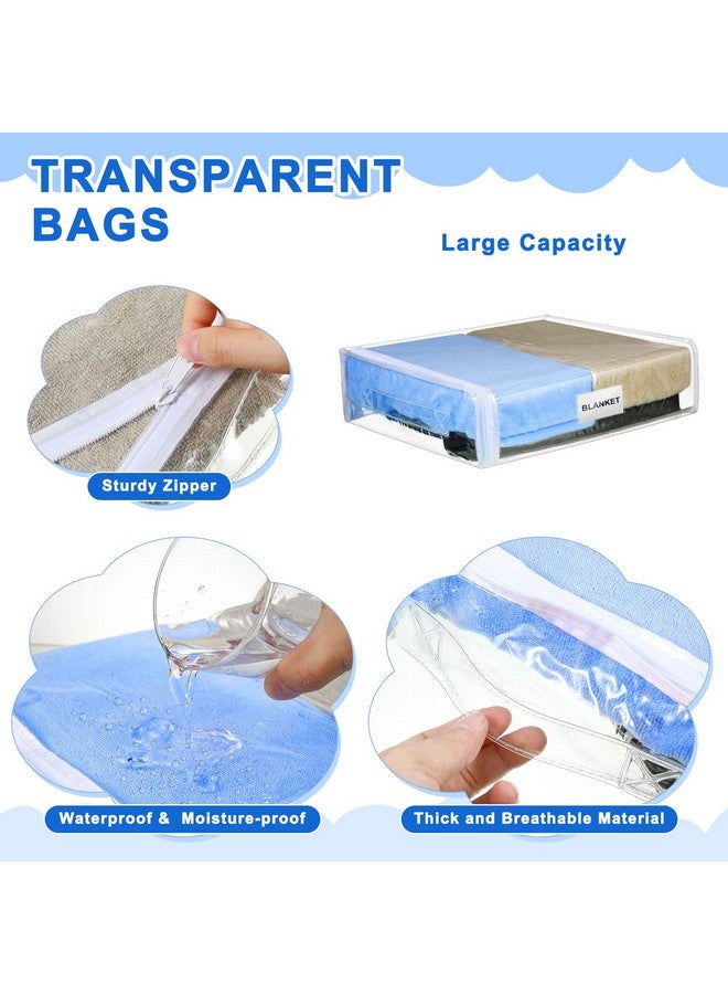 Kenning Kenning Set of 20 Clear Vinyl Zippered Storage Bags for Sheet Organizer Plastic Sweater Bags with Handle Pocket for Bed Blanket Throw Pillow(White,11 x 15 x 4 Inch)  - Image 3