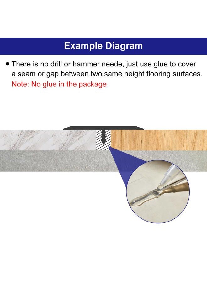 uxcell 3pcs Aluminum T Molding Floor Transition Strip, Door/Tile/Carpet to Tile Transition Strip, Doorway Edge Trim for Wood Vinyl Laminate Floors, Black - Image 4