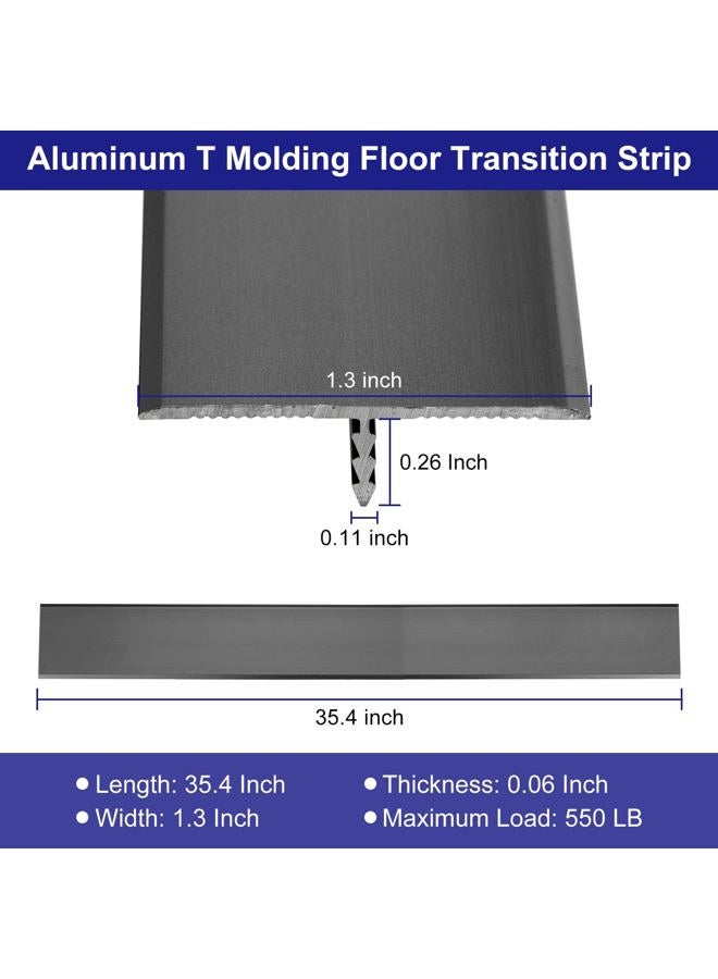 uxcell 3pcs Aluminum T Molding Floor Transition Strip, Door/Tile/Carpet to Tile Transition Strip, Doorway Edge Trim for Wood Vinyl Laminate Floors, Black - Image 2
