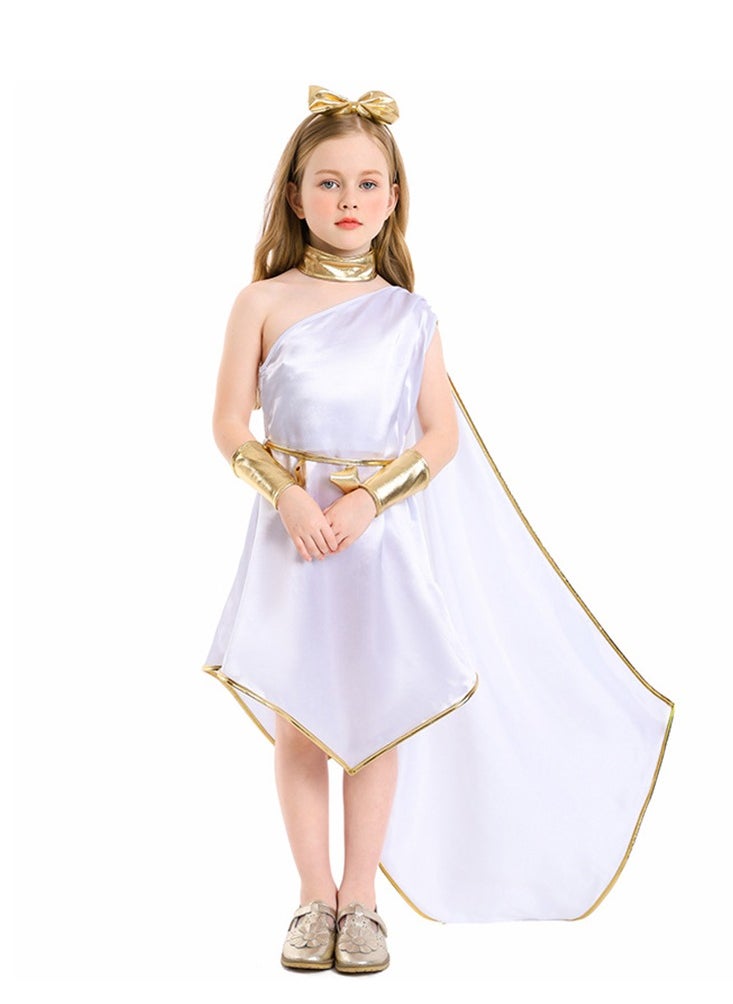 Al Aoyama Little girl Greek Goddess Costume White Off-Shoulder Dress, Elegant Stage Performance Outfit for girl  - Image 1