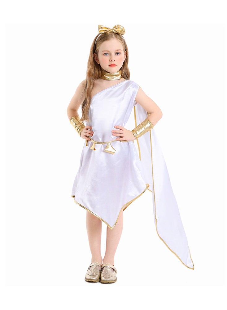 Al Aoyama Little girl Greek Goddess Costume White Off-Shoulder Dress, Elegant Stage Performance Outfit for girl  - Image 4