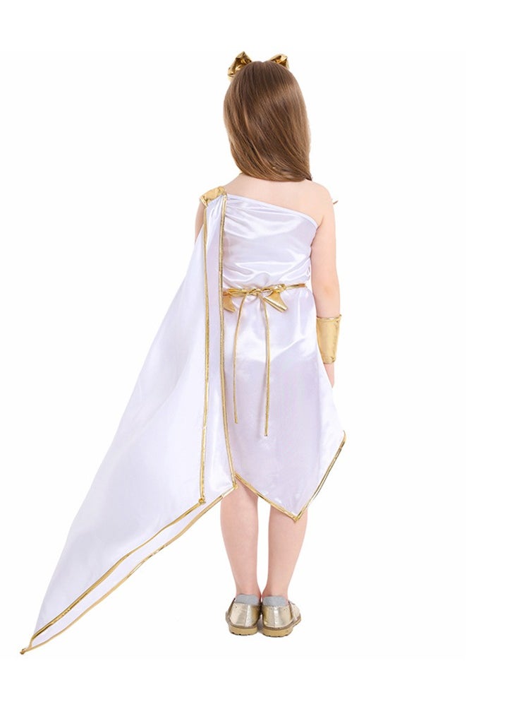 Al Aoyama Little girl Greek Goddess Costume White Off-Shoulder Dress, Elegant Stage Performance Outfit for girl  - Image 3
