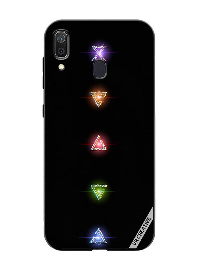 VR CREATIVE Protective Case Cover For Samsung Galaxy A30 Neon Lights Diamond Shapes Design Multicolour - Image 1