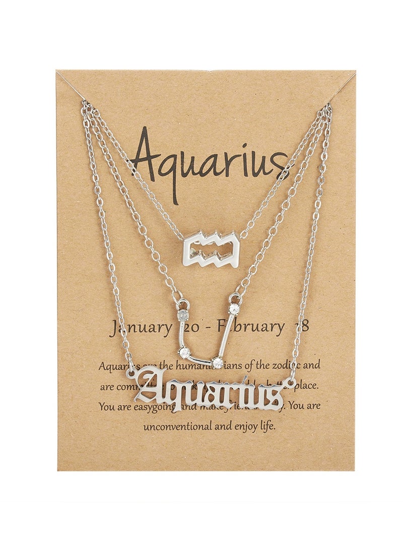 Goolsky Bestseller 3-Layer Zodiac Necklace Set – Vintage Celestial Charms & Gothic Letters, Horoscope Jewelry for Women - Image 1
