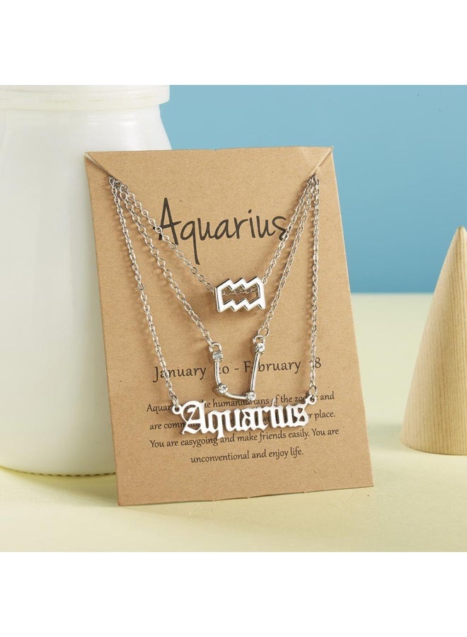 Goolsky Bestseller 3-Layer Zodiac Necklace Set – Vintage Celestial Charms & Gothic Letters, Horoscope Jewelry for Women - Image 3