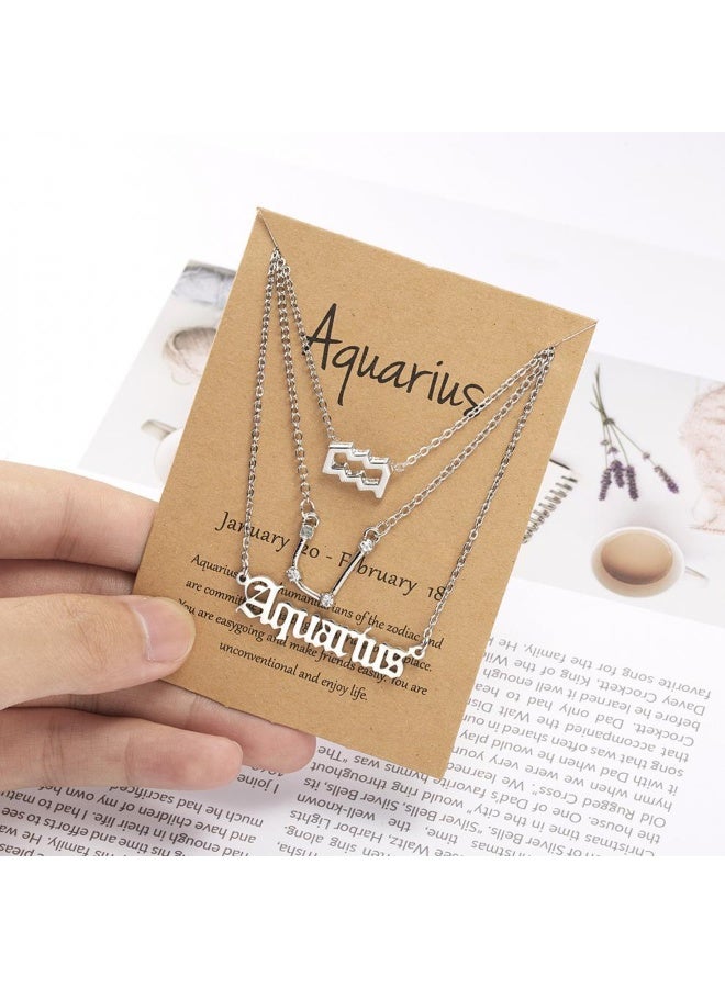 Goolsky Bestseller 3-Layer Zodiac Necklace Set – Vintage Celestial Charms & Gothic Letters, Horoscope Jewelry for Women - Image 4