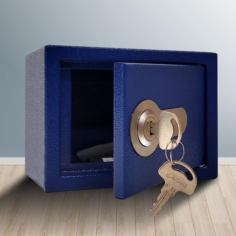 Ozone Ozone 2 Litres Manual Safe Locker for Home Office Manual Lock 1Way Unlocking Mechanical Key Size 115H x 150W x 120D mm Weight 08kg 2Year Warranty Blue  - Image 4