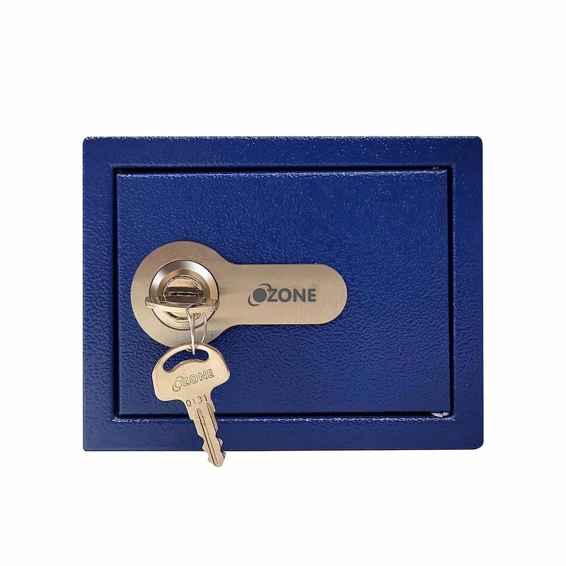 Ozone Ozone 2 Litres Manual Safe Locker for Home Office Manual Lock 1Way Unlocking Mechanical Key Size 115H x 150W x 120D mm Weight 08kg 2Year Warranty Blue  - Image 1