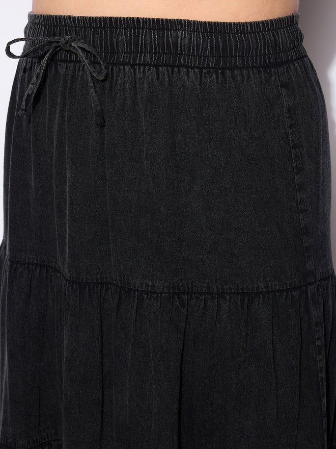 SASSAFRAS Sassafras Plus Size A-Line Tiered Maxi Skirt with Drawstring  - Image 4