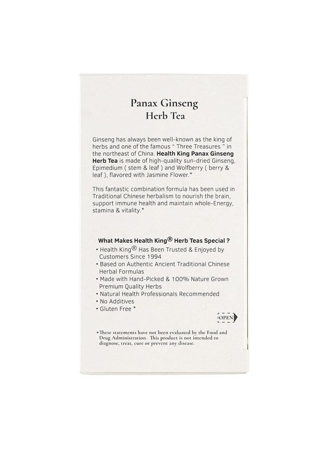 Panax Ginseng Herb Tea, Teabags, 20 Count Box
