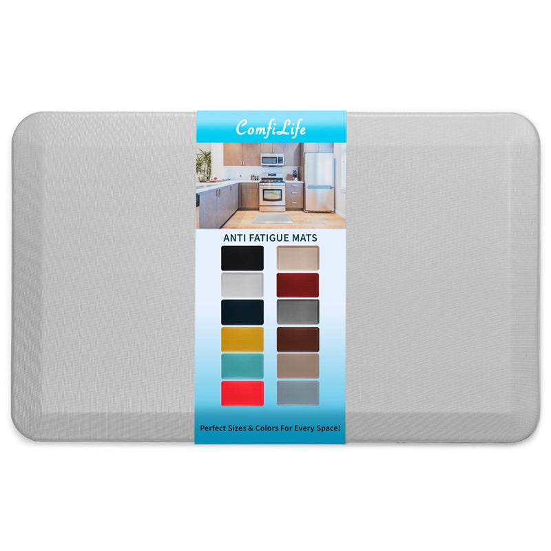 ComfiLife Anti Fatigue Floor Mat  34 Inch Thick Kitchen Mats for Floor Standing Desk Mat Kitchen Rug  Comfort at Home Office  Durable  Stain Resistant  NonSlip Bottom 20 x 32 Silver