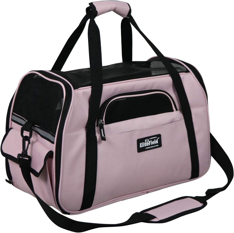 EliteField (Medium: 43cm L x 23cm W x 30cm H, Pink) - Soft Sided Pet Carrier (3 Year Warranty, Airline Approved), Multiple Sizes and Colours Available - Image 1
