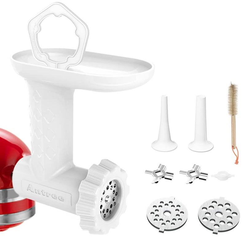 Antree Food Meat Grinder Attachments for KitchenAid Stand Mixers, Excellent Food Grade Meat Grinder Accessories Meat Mixer Attachment Including 2 Sausage Stuffer Tubes Rust-proof and Durable - Image 1