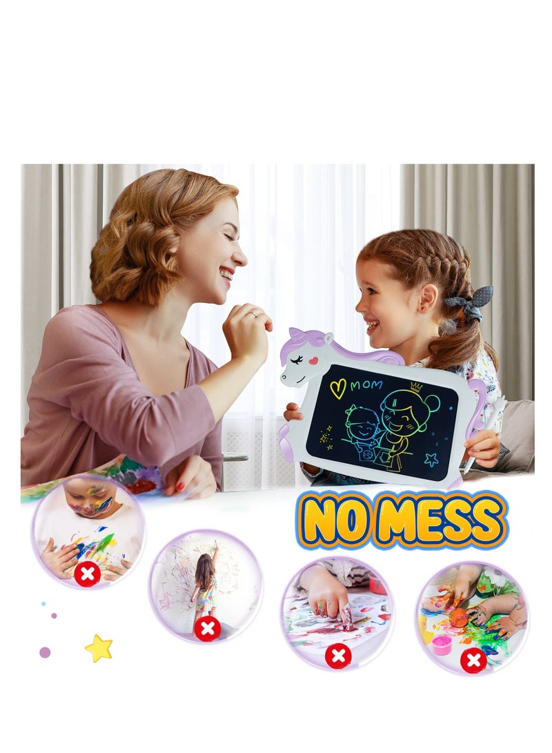لوحة كتابة LCD يونيكورن للأطفال، ألعاب لوحات الرسم هدايا للم toddlers 2 3 4 5 6 7 سنوات، أولاد وبنات وسادة رسم سحرية، لعبة تعليمية سفر يونيكورن، هدايا عيد الميلاد - Image 3