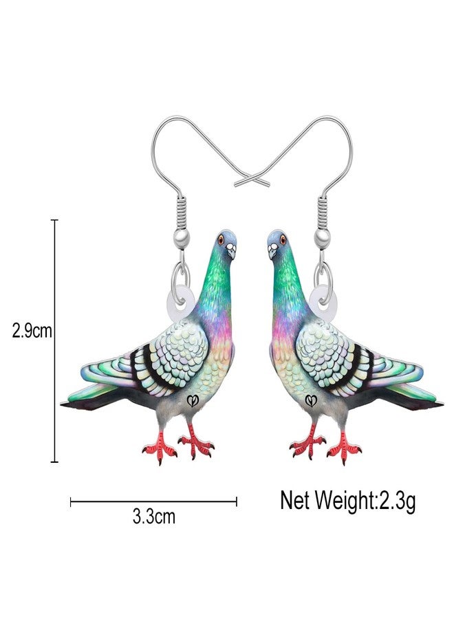 Bonsny Acrylic Drop Dangle Anime Blue Dove Pigeon Bird Earrings Jewelry For Women Girls Kids (Turquoise) - Image 5