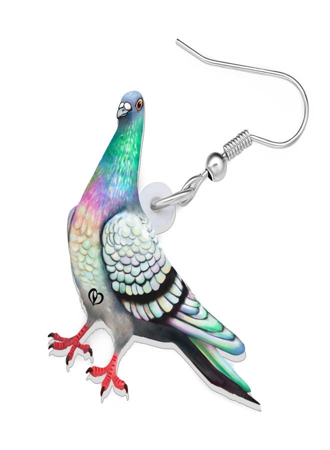 Bonsny Acrylic Drop Dangle Anime Blue Dove Pigeon Bird Earrings Jewelry For Women Girls Kids (Turquoise) - Image 3
