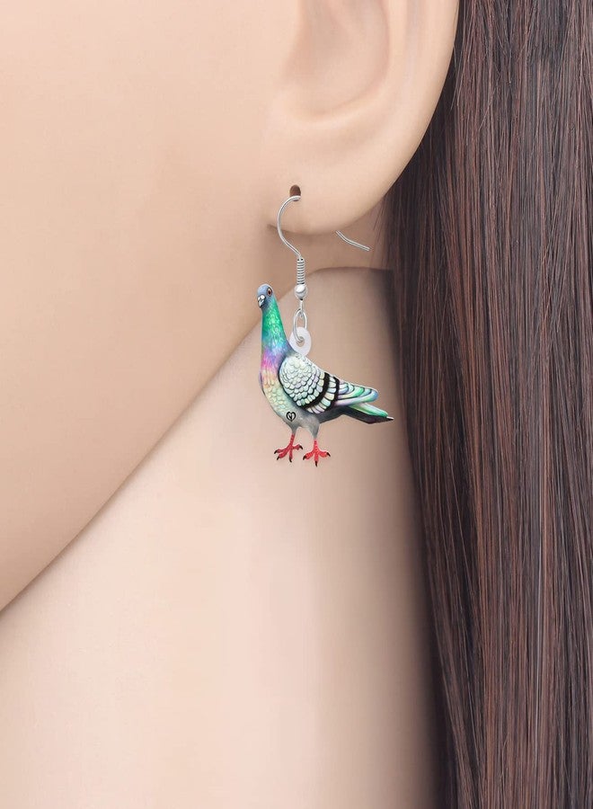 Bonsny Acrylic Drop Dangle Anime Blue Dove Pigeon Bird Earrings Jewelry For Women Girls Kids (Turquoise) - Image 2