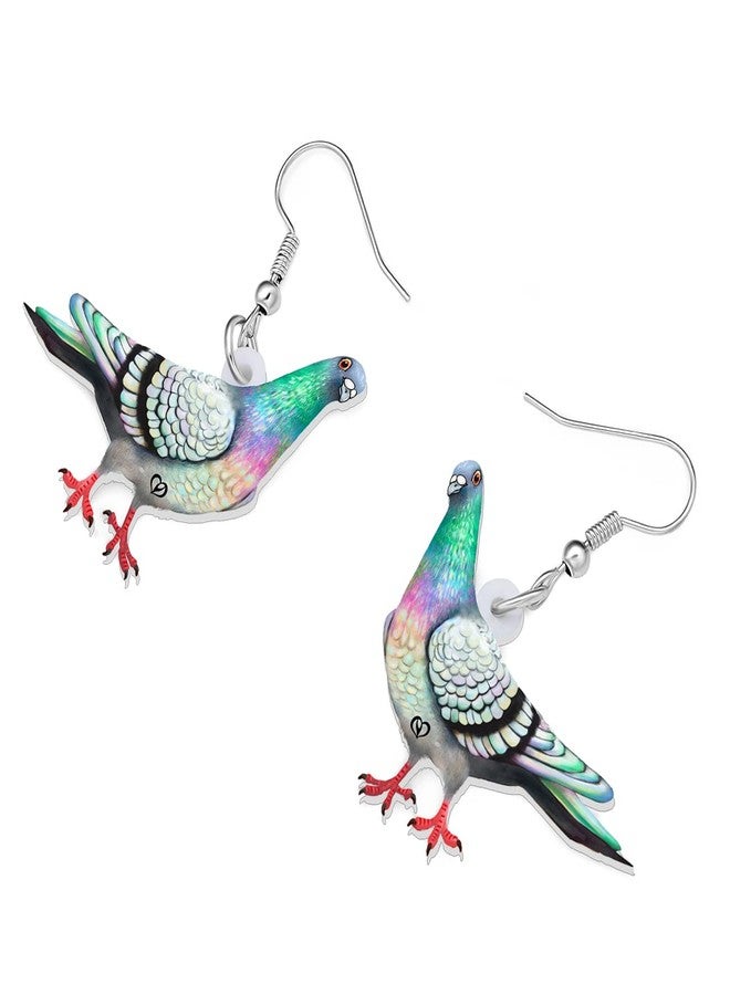 Bonsny Acrylic Drop Dangle Anime Blue Dove Pigeon Bird Earrings Jewelry For Women Girls Kids (Turquoise) - Image 4