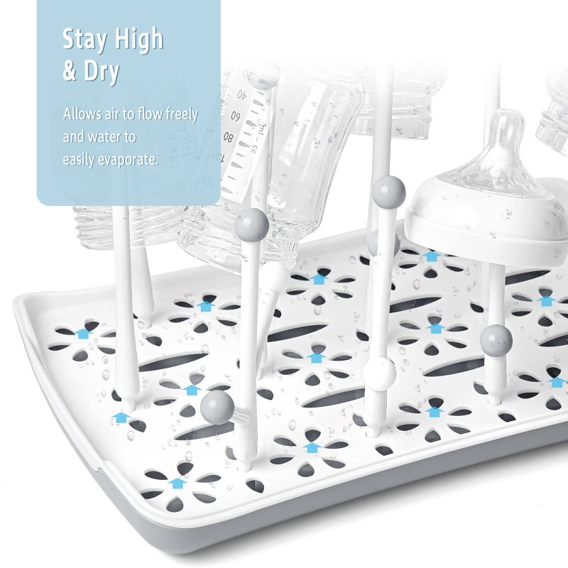 Termichy Baby Bottle Drying Rack with Tray, Termichy High Capacity Bottle Dryer Holder for Bottles, Teats, Cups, Pump Parts and Accessories, Gray - Image 3