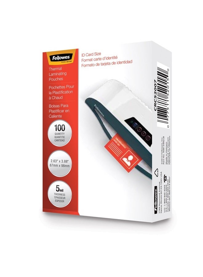 Fellowes أكياس الترقيم الحراري، بطاقة تعريف، غير مثقوبة، 5 مل، 100 عبوة (52015) - Image 1