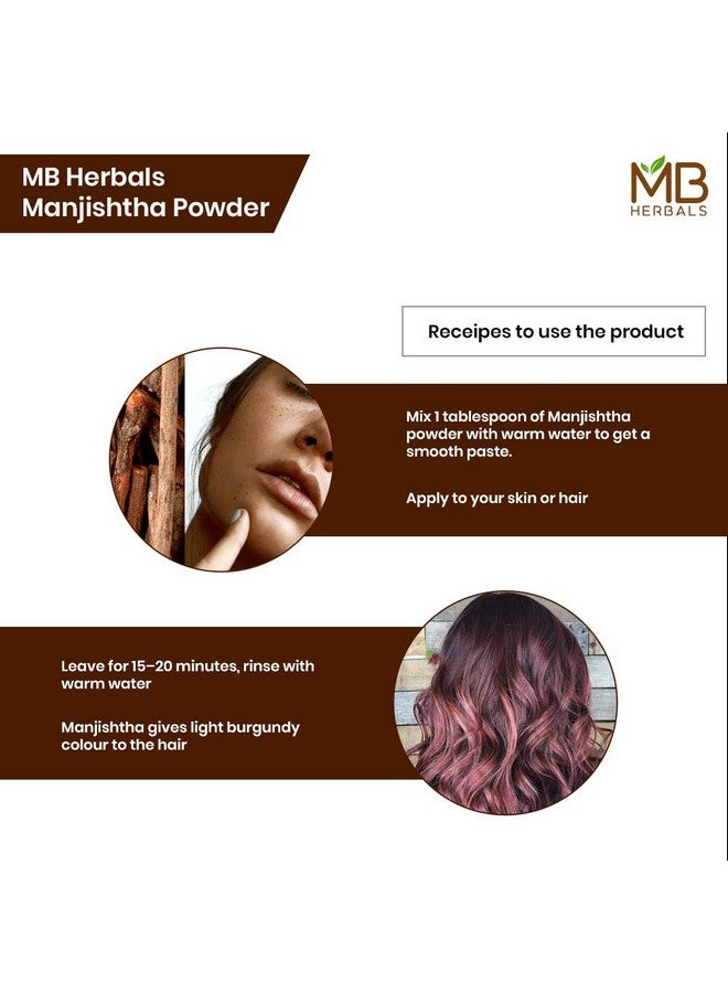 MB Herbals Manjishtha Powder 227g | DIY Face Pack | Free from preservatives | Paraben Free | Sulphate Free | No fillers - Image 4