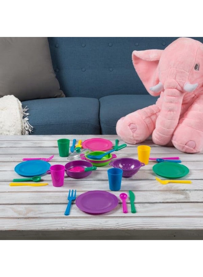 Hey! Play! Kids Play Dish Set, 27 Piece Tableware Dish Set with Dish Drainer - for Kitchen Playset and Pretend Food, Toys for Boys and Girls - Image 2