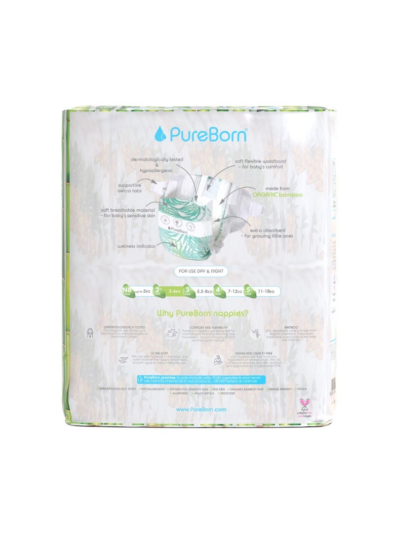 PureBorn Organic Baby Tape Style Diapers Size-2 3-6 kg Pineapple Print 64 Diapers  - Image 2