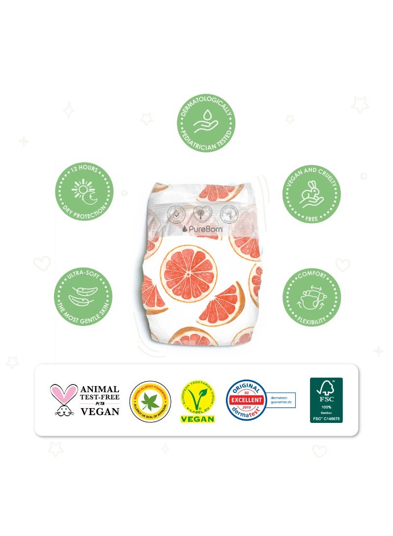 PureBorn Organic Baby Tape Style Diapers Size-2 3-6 kg Pineapple Print 64 Diapers  - Image 4