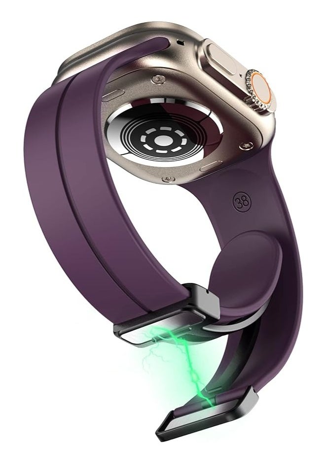 ten.tech - TenTech Silicone Magnetic Sports Band for Apple Watch Ultra/Ultra 2, Size 49mm 45mm 44mm 42, Soft Band for iWatch Series 9/8/7/6/5/4/3/2/1/SE - Purple - Image 1