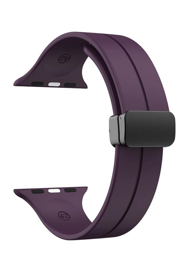 ten.tech - TenTech Silicone Magnetic Sports Band for Apple Watch Ultra/Ultra 2, Size 49mm 45mm 44mm 42, Soft Band for iWatch Series 9/8/7/6/5/4/3/2/1/SE - Purple - Image 1