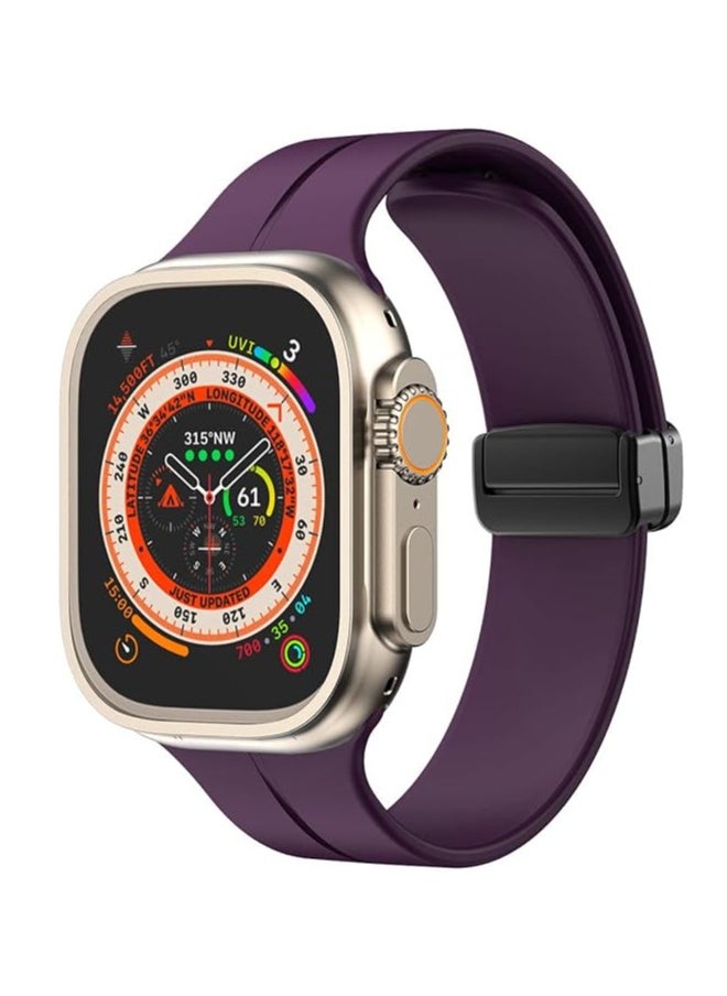 ten.tech - TenTech Silicone Magnetic Sports Band for Apple Watch Ultra/Ultra 2, Size 49mm 45mm 44mm 42, Soft Band for iWatch Series 9/8/7/6/5/4/3/2/1/SE - Purple - Image 1