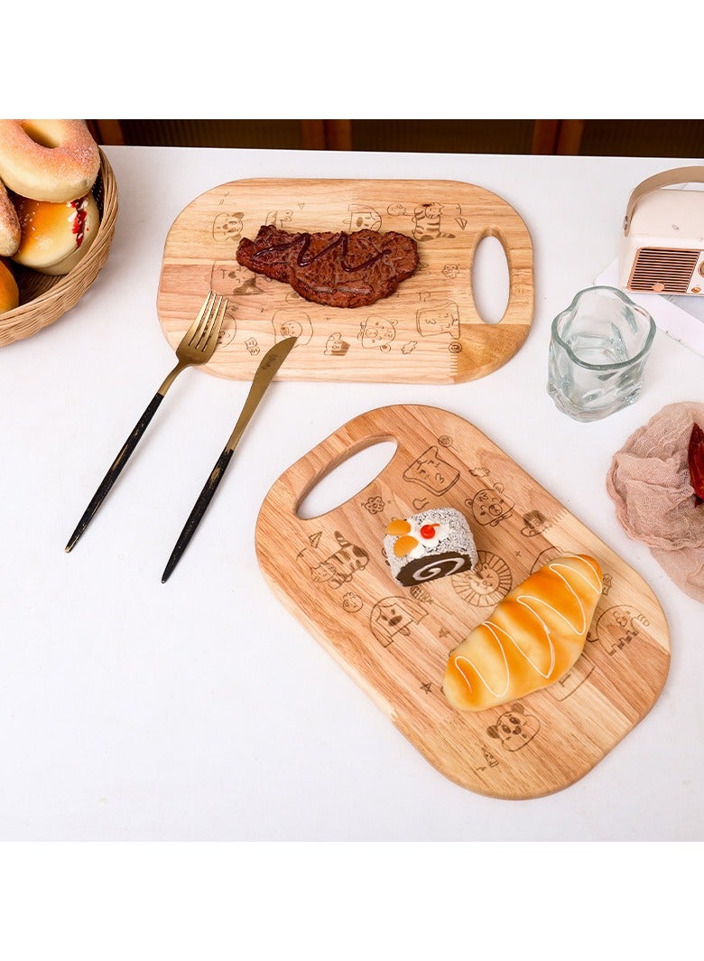 عام **لوح تقطيع خشبي مطاطي لطيف - مصنوع من مواد آمنة للأطعمة، مثالي لأطعمة الأطفال، مع قاعدة غير قابلة للانزلاق** - Image 2