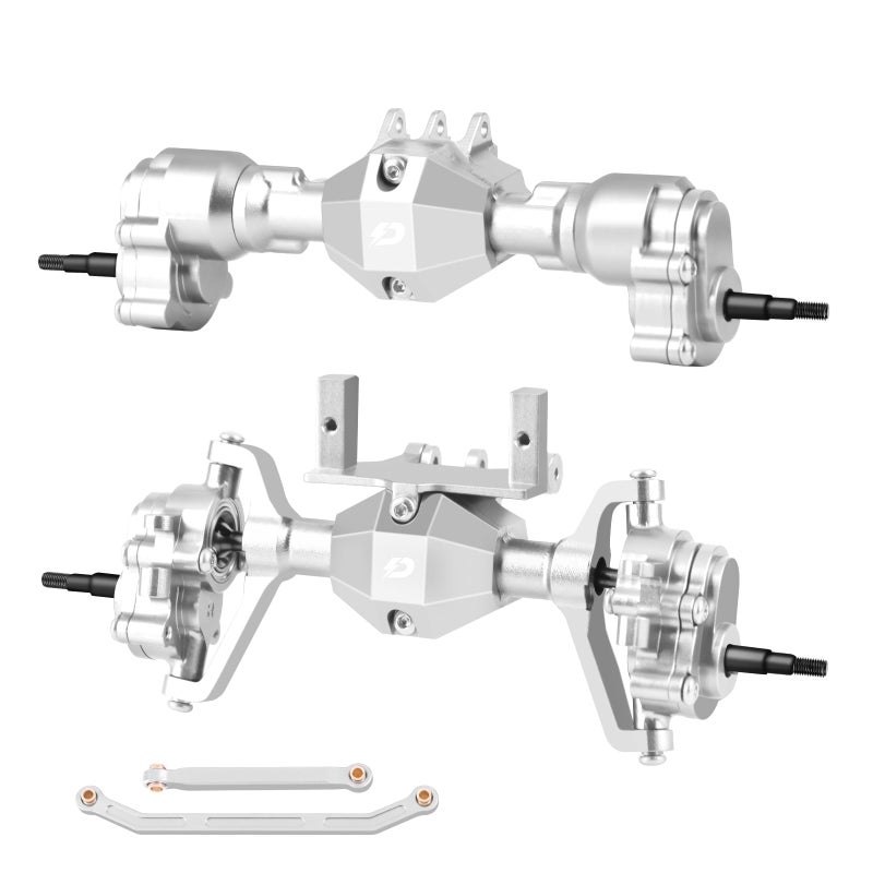DashRC Aluminum Portal Axles Set for 118 RC Rock Crawler Redcat Ascent18 Front Rear Axles with Steel Gears Aluminum Housing Servo Mount Steering Links Upgrade Kit - Image 3