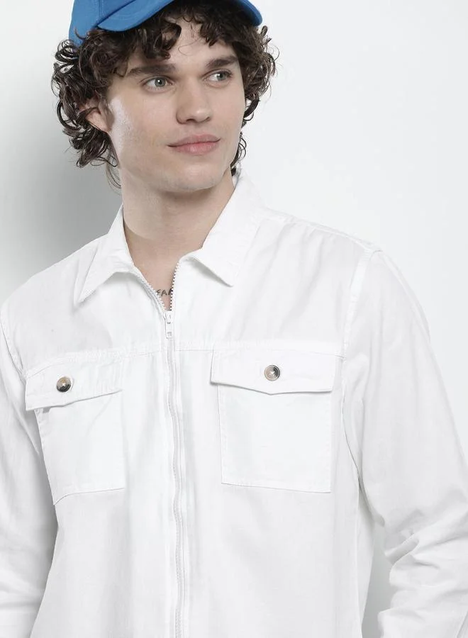 The Indian Garage Co Men White Solid Oversized Shirt