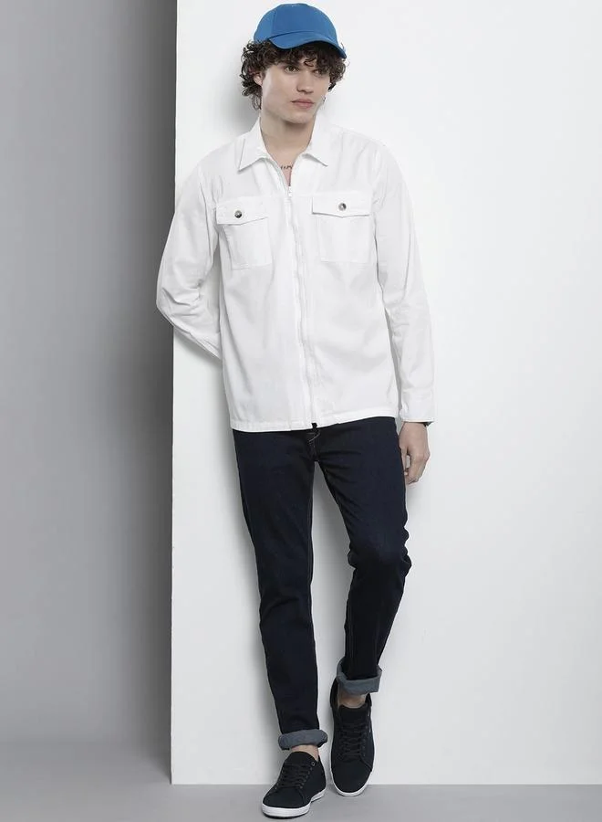 The Indian Garage Co Men White Solid Oversized Shirt