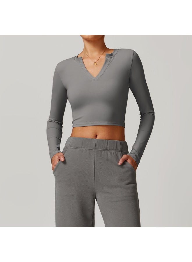Zechuang Tight Naked Long Sleeve T-shirt Yoga Clothing Outdoor Sports Top Elastic Slim Training Fitness Clothing 8900