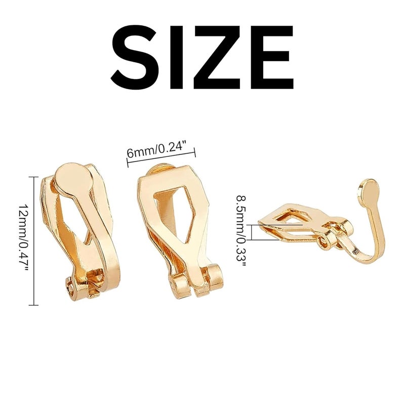 ST logo Clip-on Earring Findings with Loop Earring Setting Components Non Pierced Earring Jewellery Making Supplies DIY Art & Craft (20 Pcs Golden) - Image 3