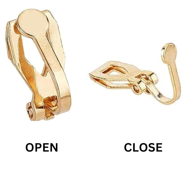ST logo Clip-on Earring Findings with Loop Earring Setting Components Non Pierced Earring Jewellery Making Supplies DIY Art & Craft (20 Pcs Golden) - Image 2