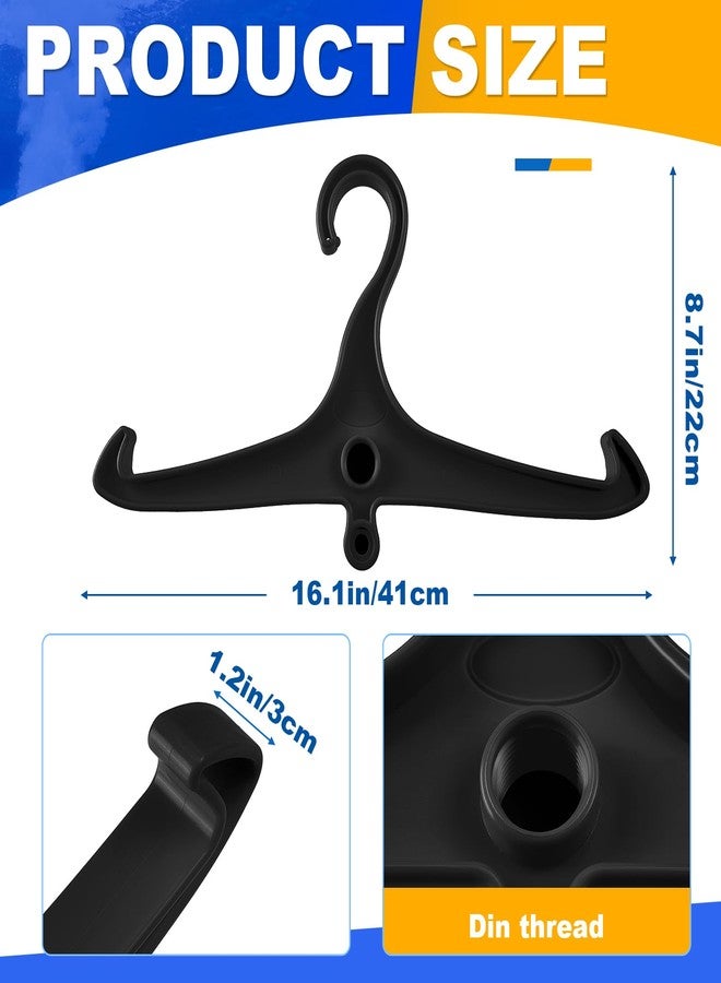 FoldTier 6 Pcs Scuba Hanger BC Regulator Scuba Diving Wetsuit Hanger with Din Threads Vest Tactical Gear for Dry Clothes BCD Side Hanging(Black) - Image 2